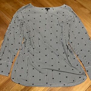 Talbots Black and White Striped Women's Blouse size L